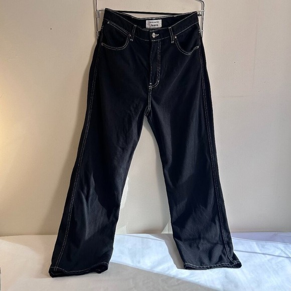 Reformation Denim - Reformation Cowboy High Rise Straight Jeans Womens 28 Black Contrast Stitch